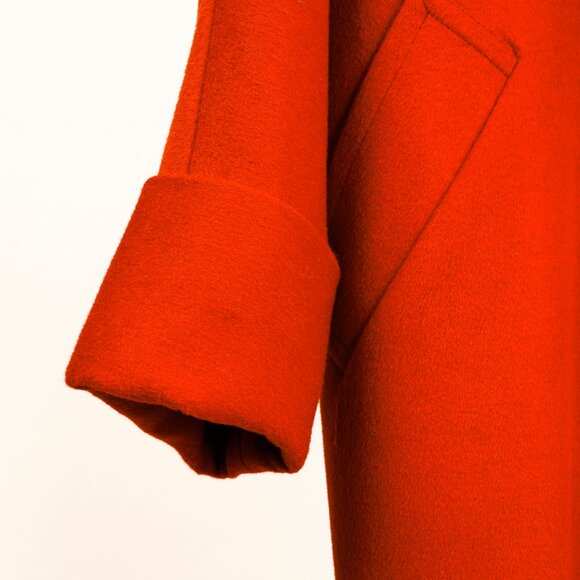 Tavan & Mitto Red Wool Shawl Collar Kimono-Sleeve Midi Coat - Picture 6 of 9